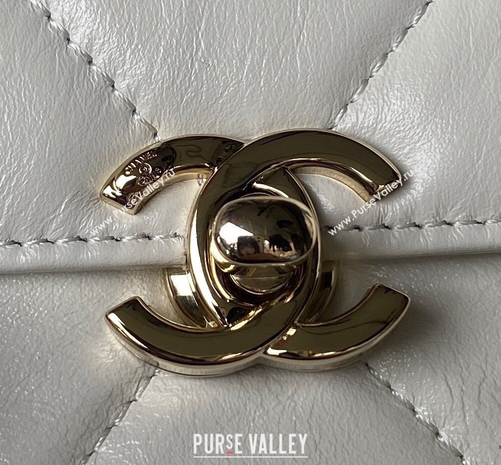 Chanel Quilted Shiny Calfskin & Gold-Tone Metal Small box Bag AS4470 White 2023 (jiyuan-23111619)