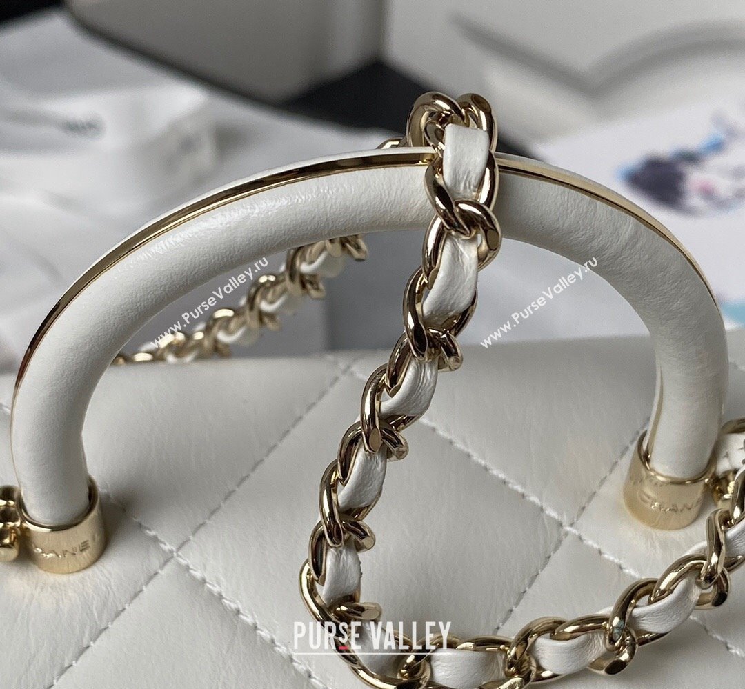 Chanel Quilted Shiny Calfskin & Gold-Tone Metal Small box Bag AS4470 White 2023 (jiyuan-23111619)