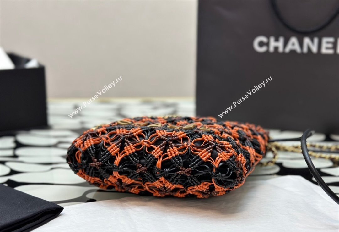 Chanel metallic calfskin macrame CHANEL 22 Mini Handbag AS3980 Light Brown/Burgundy/Black 2023 (jiyuan-23111603)