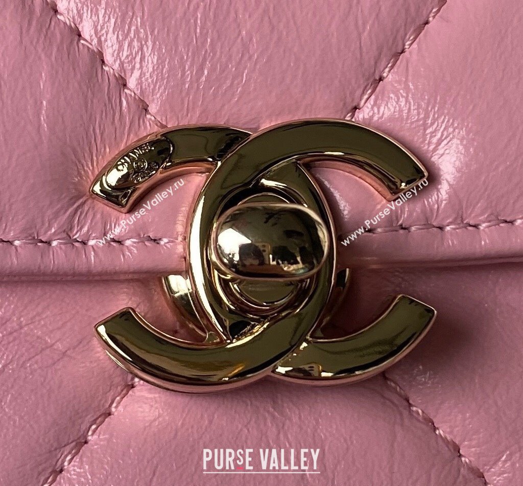 Chanel Quilted Shiny Calfskin & Gold-Tone Metal Small box Bag AS4470 Pink 2023 (jiyuan-23111620)
