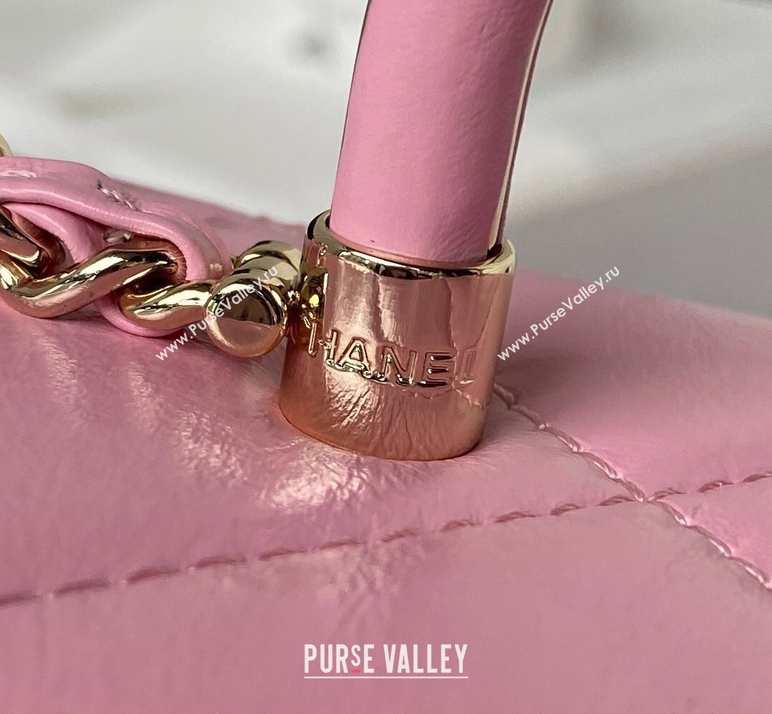 Chanel Quilted Shiny Calfskin & Gold-Tone Metal Small box Bag AS4470 Pink 2023 (jiyuan-23111620)