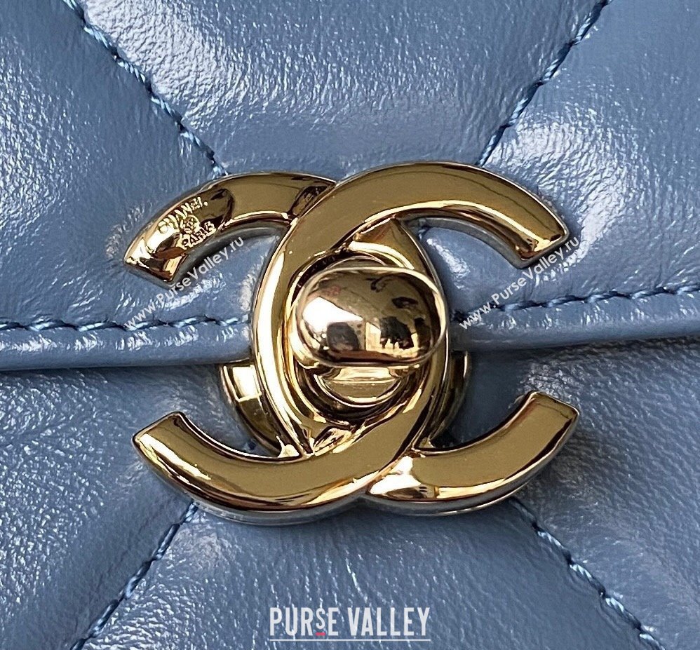 Chanel Quilted Shiny Calfskin & Gold-Tone Metal Small box Bag AS4470 Denim Blue 2023 (jiyuan-23111622)