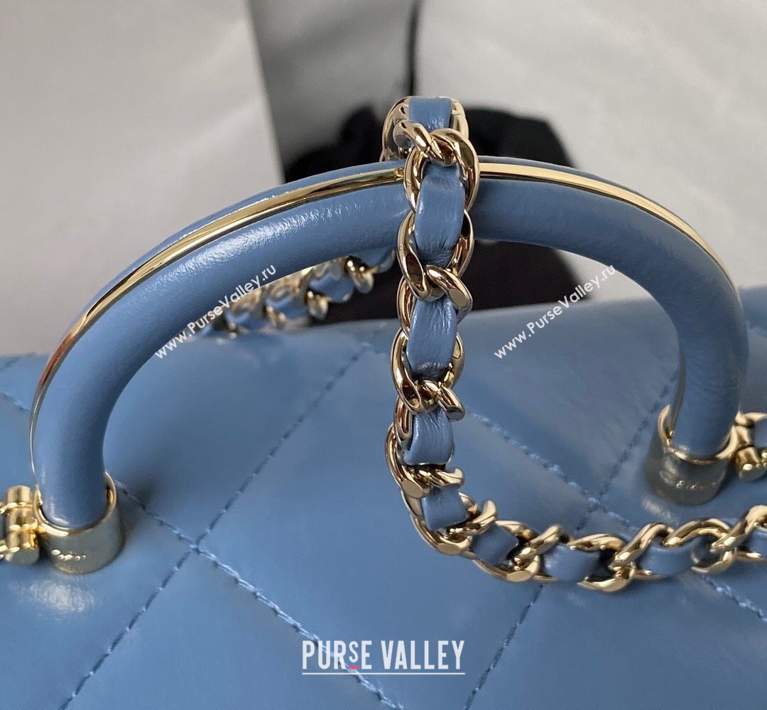 Chanel Quilted Shiny Calfskin & Gold-Tone Metal Small box Bag AS4470 Denim Blue 2023 (jiyuan-23111622)