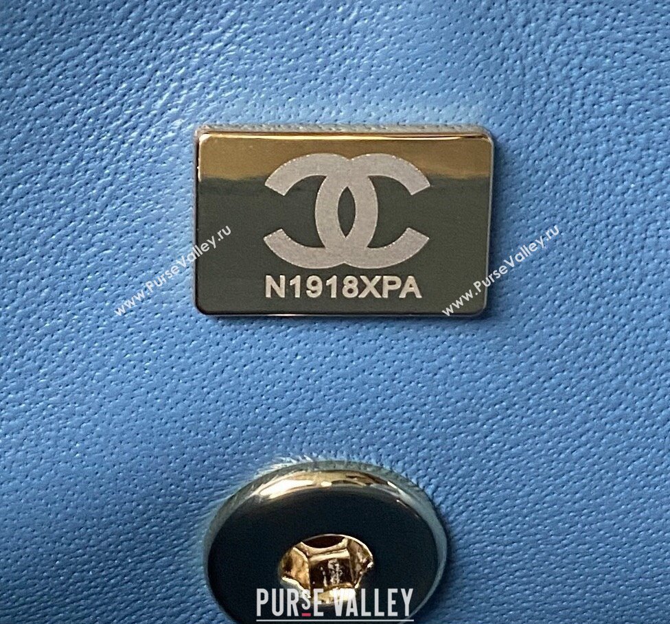 Chanel Quilted Shiny Calfskin & Gold-Tone Metal Small box Bag AS4470 Denim Blue 2023 (jiyuan-23111622)