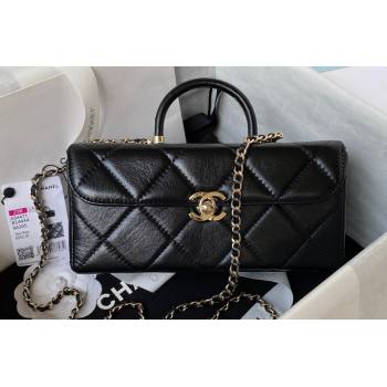 Chanel Quilted Shiny Calfskin & Gold-Tone Metal box Bag AS4471 Black 2023 (jiyuan-23111623)