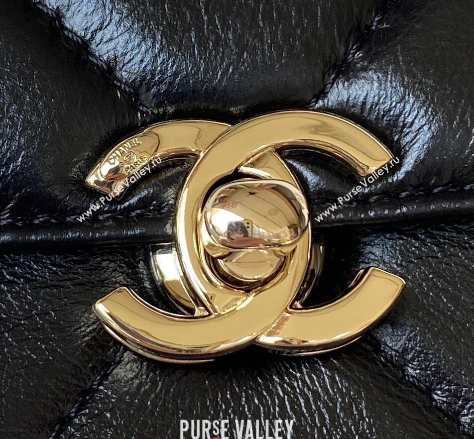 Chanel Quilted Shiny Calfskin & Gold-Tone Metal box Bag AS4471 Black 2023 (jiyuan-23111623)