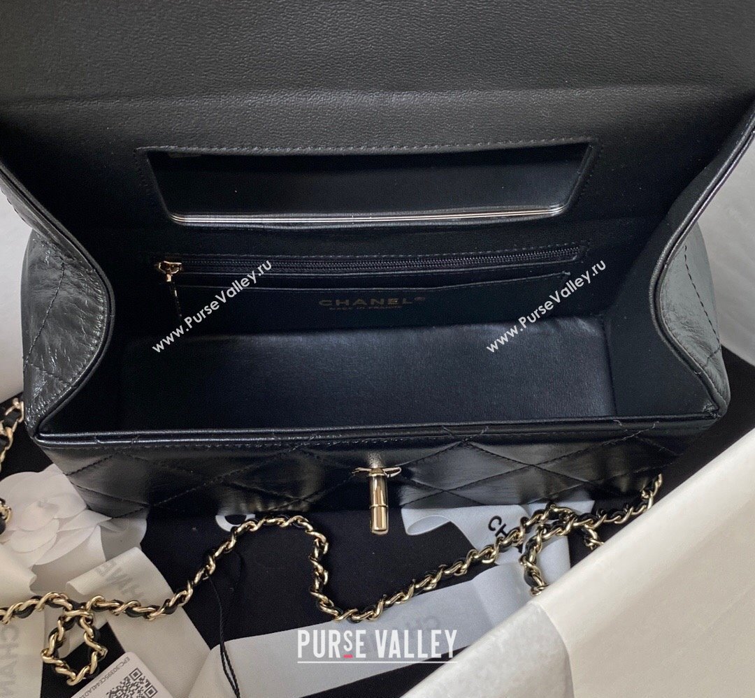 Chanel Quilted Shiny Calfskin & Gold-Tone Metal box Bag AS4471 Black 2023 (jiyuan-23111623)