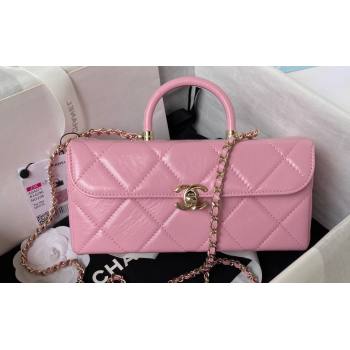 Chanel Quilted Shiny Calfskin & Gold-Tone Metal box Bag AS4471 Pink 2023 (jiyuan-23111625)
