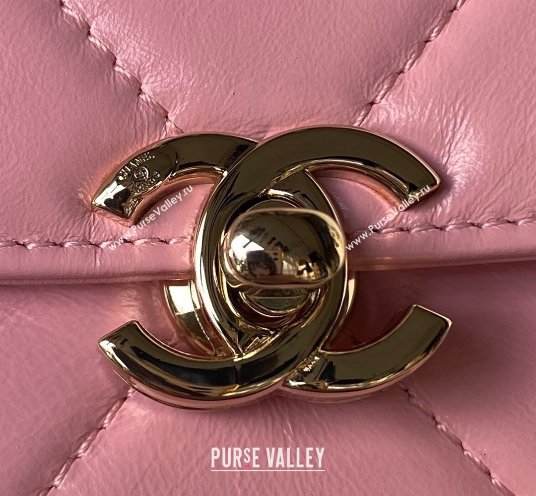 Chanel Quilted Shiny Calfskin & Gold-Tone Metal box Bag AS4471 Pink 2023 (jiyuan-23111625)