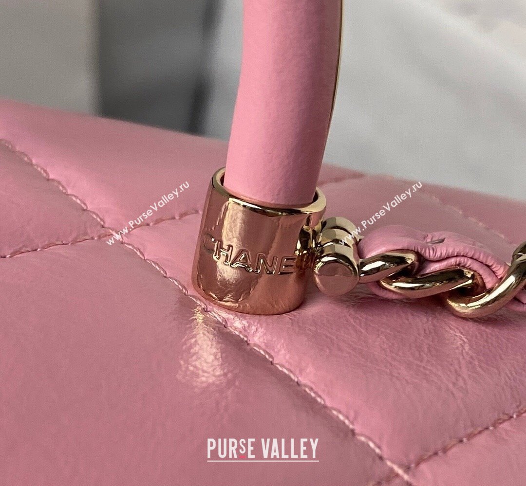 Chanel Quilted Shiny Calfskin & Gold-Tone Metal box Bag AS4471 Pink 2023 (jiyuan-23111625)