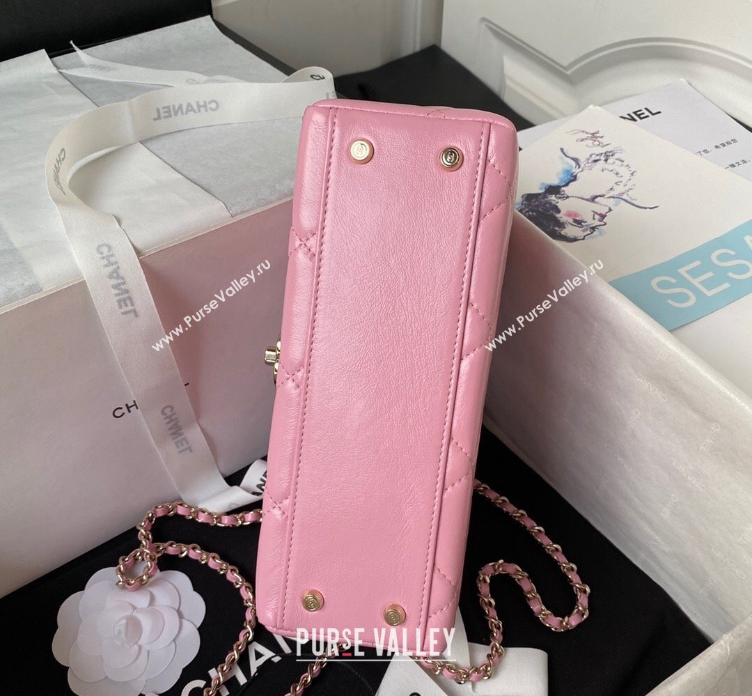 Chanel Quilted Shiny Calfskin & Gold-Tone Metal box Bag AS4471 Pink 2023 (jiyuan-23111625)