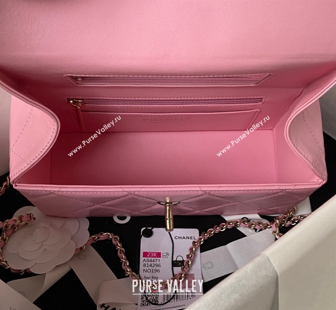 Chanel Quilted Shiny Calfskin & Gold-Tone Metal box Bag AS4471 Pink 2023 (jiyuan-23111625)