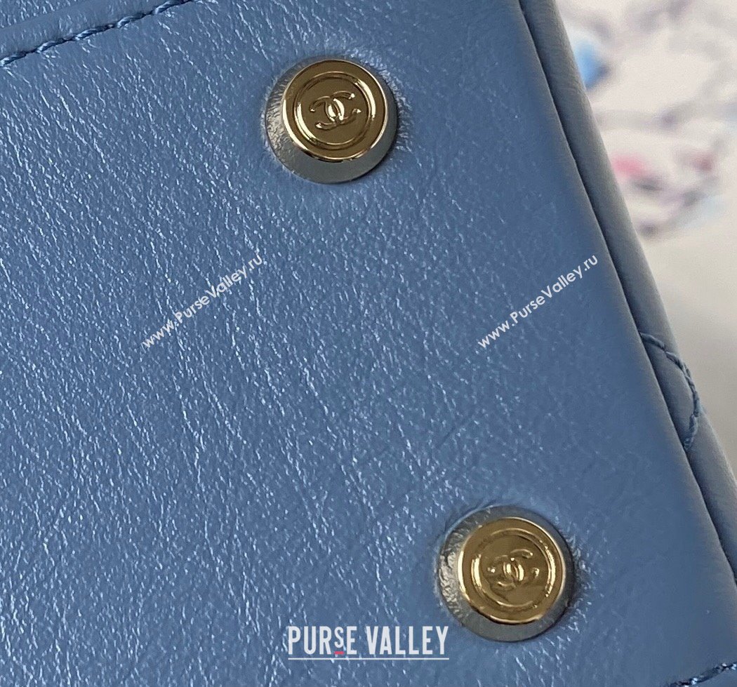 Chanel Quilted Shiny Calfskin & Gold-Tone Metal box Bag AS4471 Denim Blue 2023 (jiyuan-23111627)