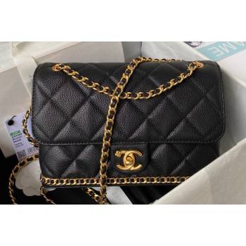 Chanel Grained Calfskin & Gold-Tone Metal Chain Flap Bag AS4489 Black 2023 (jiyuan-23111701)