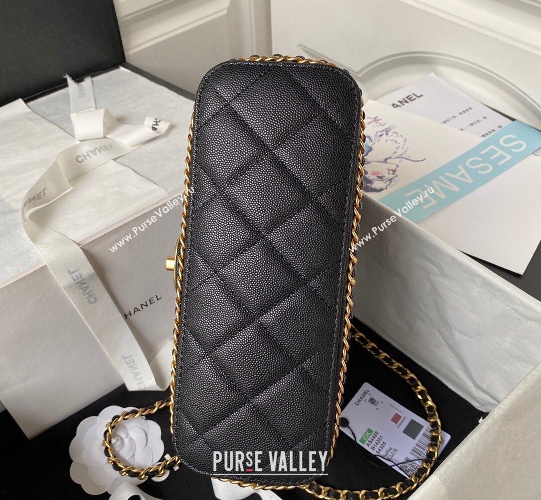 Chanel Grained Calfskin & Gold-Tone Metal Chain Flap Bag AS4489 Black 2023 (jiyuan-23111701)
