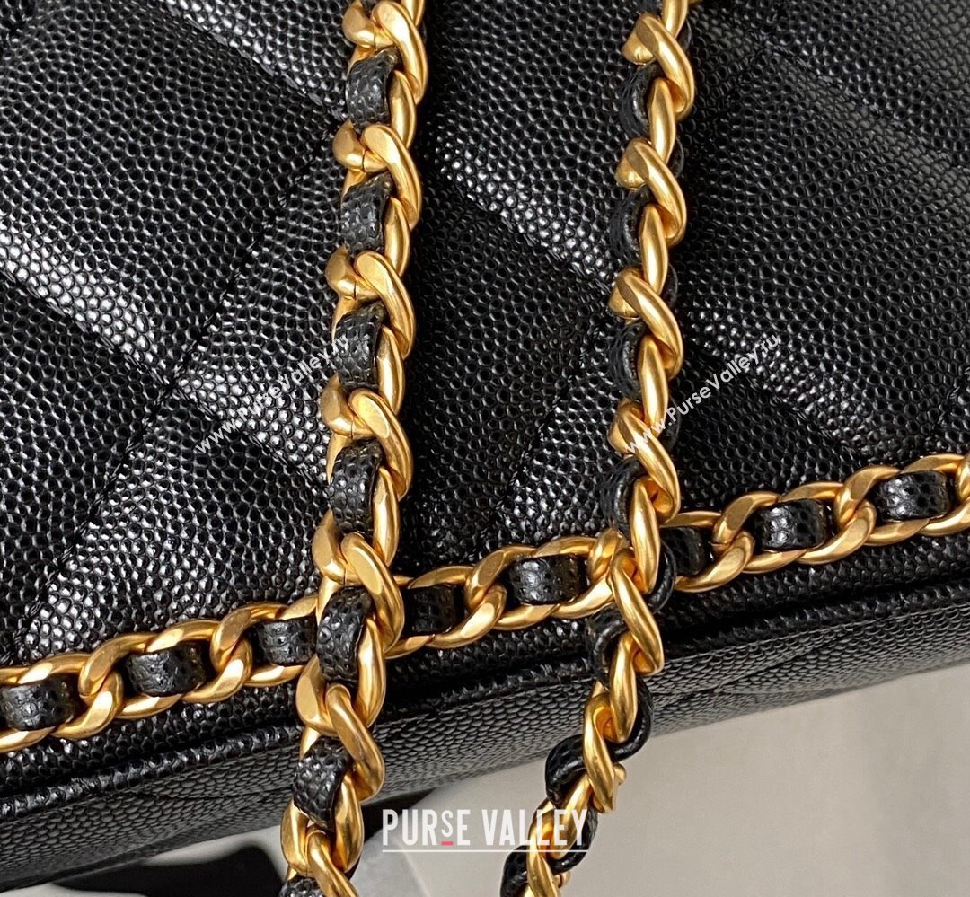 Chanel Grained Calfskin & Gold-Tone Metal Chain Flap Bag AS4489 Black 2023 (jiyuan-23111701)