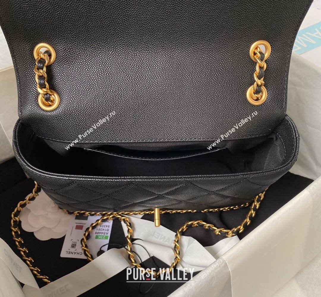 Chanel Grained Calfskin & Gold-Tone Metal Chain Flap Bag AS4489 Black 2023 (jiyuan-23111701)
