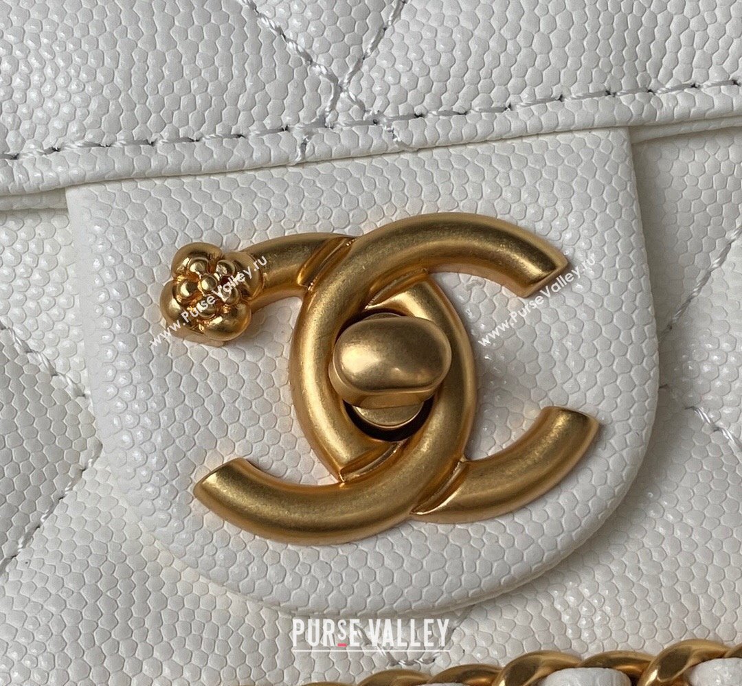 Chanel Grained Calfskin & Gold-Tone Metal Chain Flap Bag AS4489 White 2023 (jiyuan-23111702)