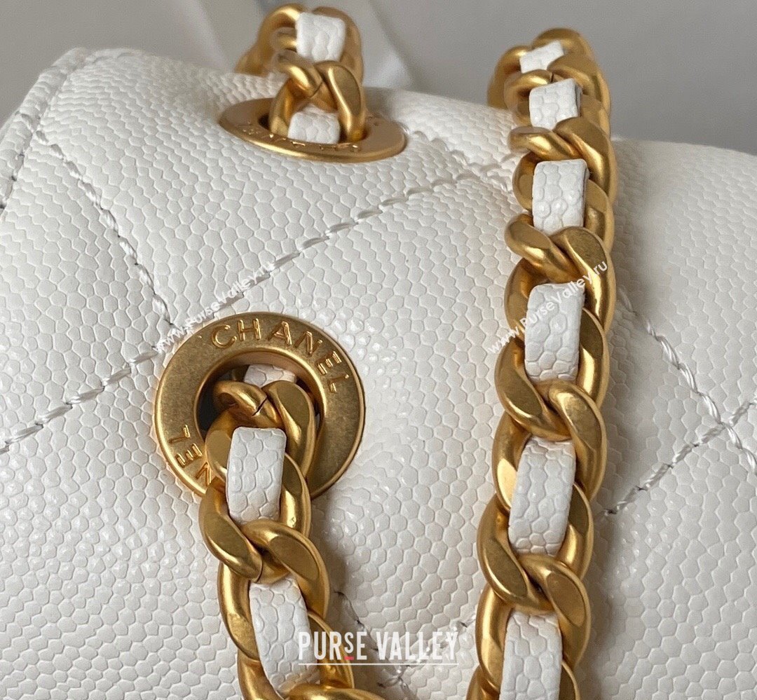 Chanel Grained Calfskin & Gold-Tone Metal Chain Flap Bag AS4489 White 2023 (jiyuan-23111702)