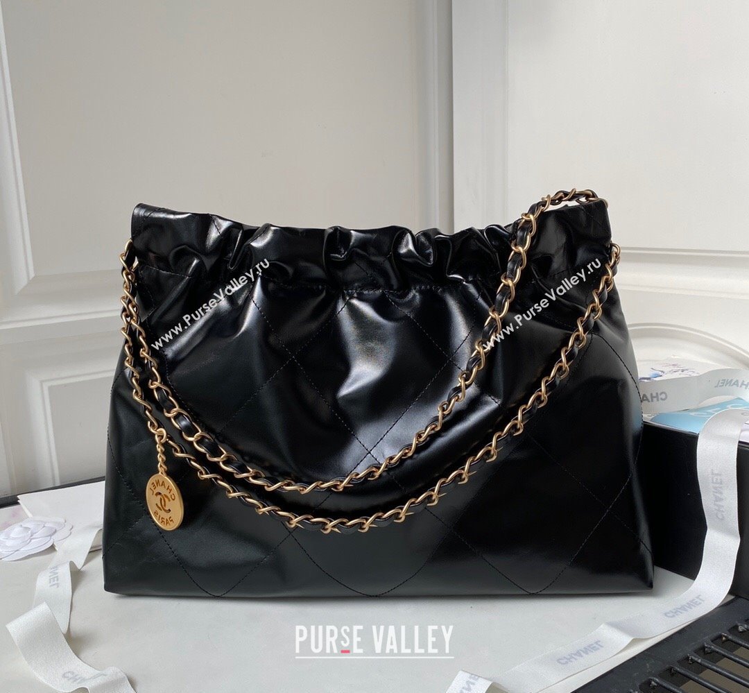 Chanel Shiny Calfskin CHANEL 22 East West Shopping Bag AS4486 Black/Gold 2023 (jiyuan-23111605)