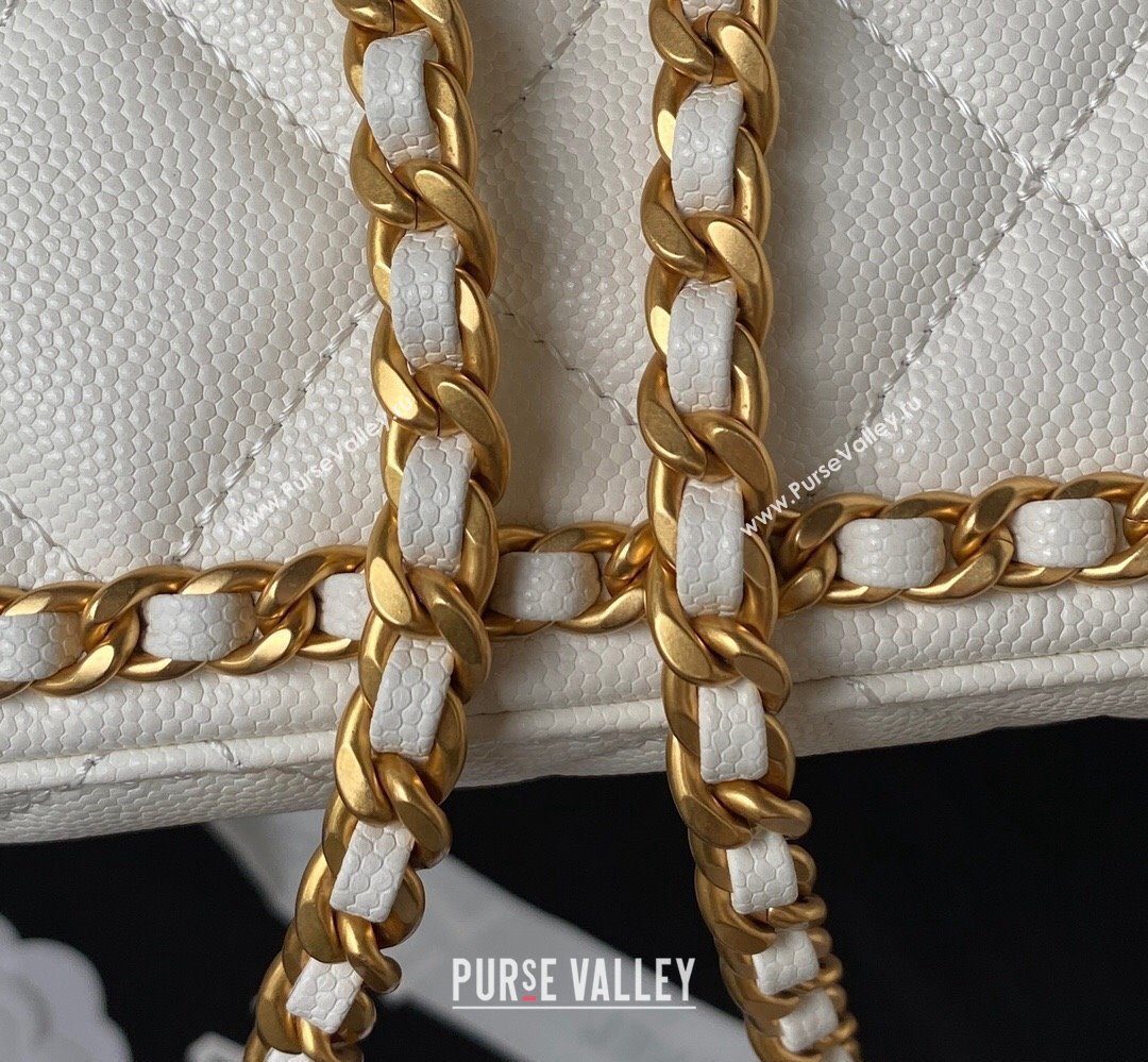 Chanel Grained Calfskin & Gold-Tone Metal Chain Flap Bag AS4489 White 2023 (jiyuan-23111702)