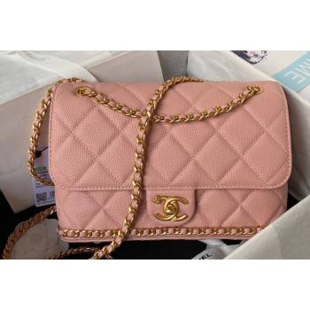 Chanel Grained Calfskin & Gold-Tone Metal Chain Flap Bag AS4489 Pink 2023 (jiyuan-23111704)