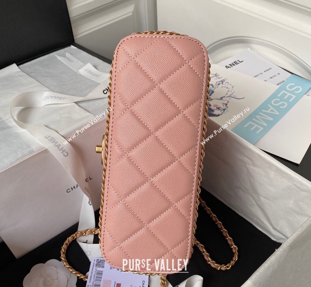 Chanel Grained Calfskin & Gold-Tone Metal Chain Flap Bag AS4489 Pink 2023 (jiyuan-23111704)