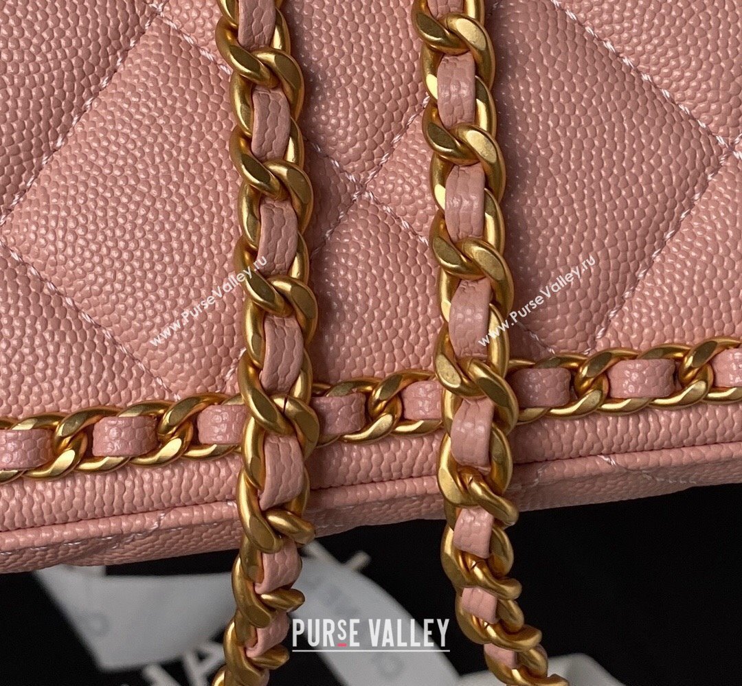Chanel Grained Calfskin & Gold-Tone Metal Chain Flap Bag AS4489 Pink 2023 (jiyuan-23111704)