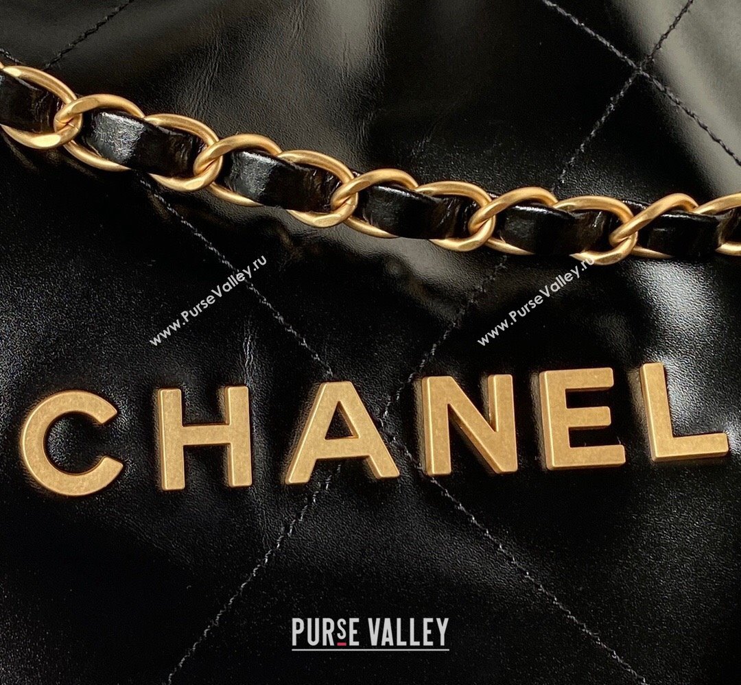 Chanel Shiny Calfskin CHANEL 22 East West Shopping Bag AS4486 Black/Gold 2023 (jiyuan-23111605)