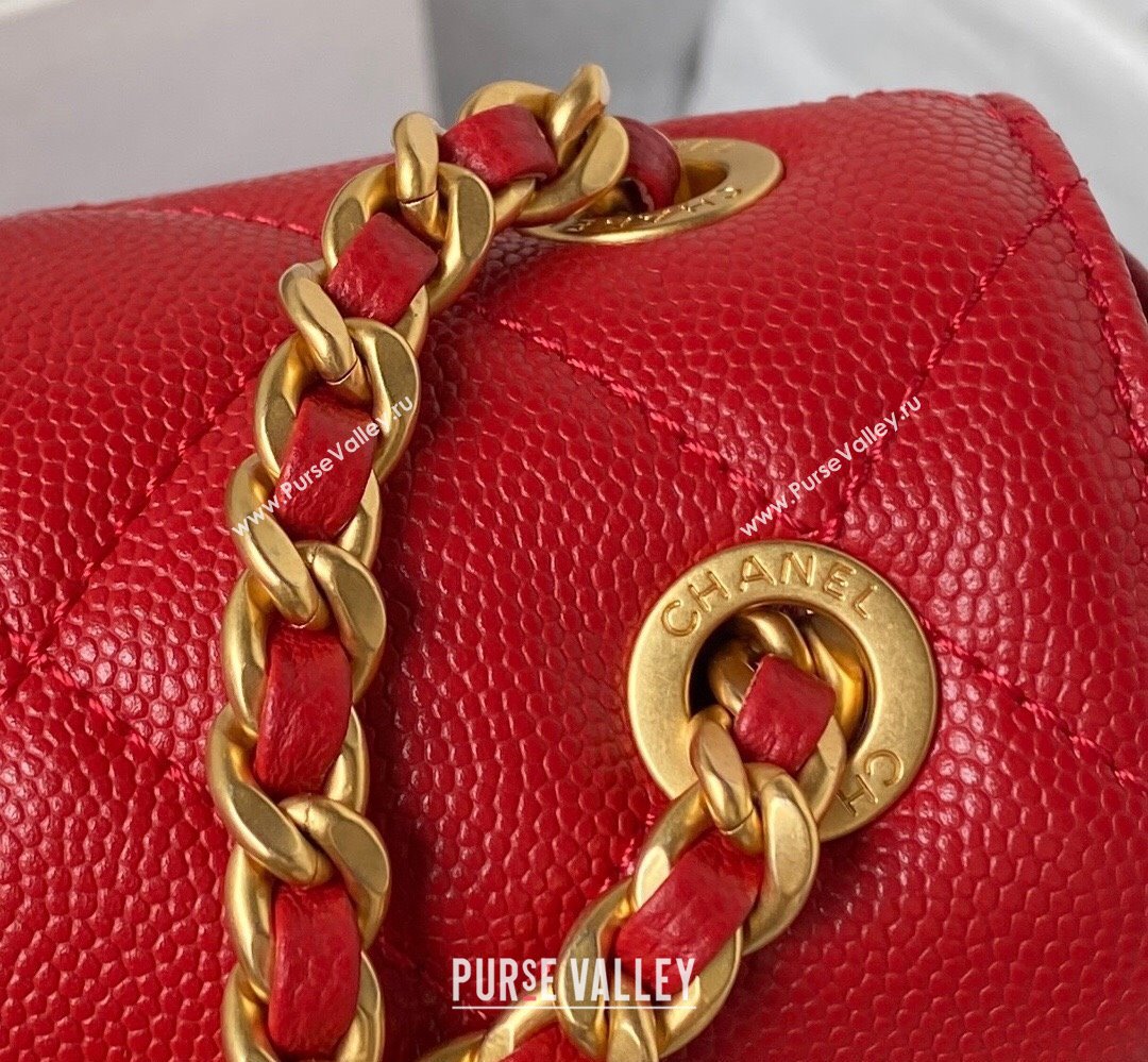 Chanel Grained Calfskin & Gold-Tone Metal Chain Flap Bag AS4489 Red 2023 (jiyuan-23111703)