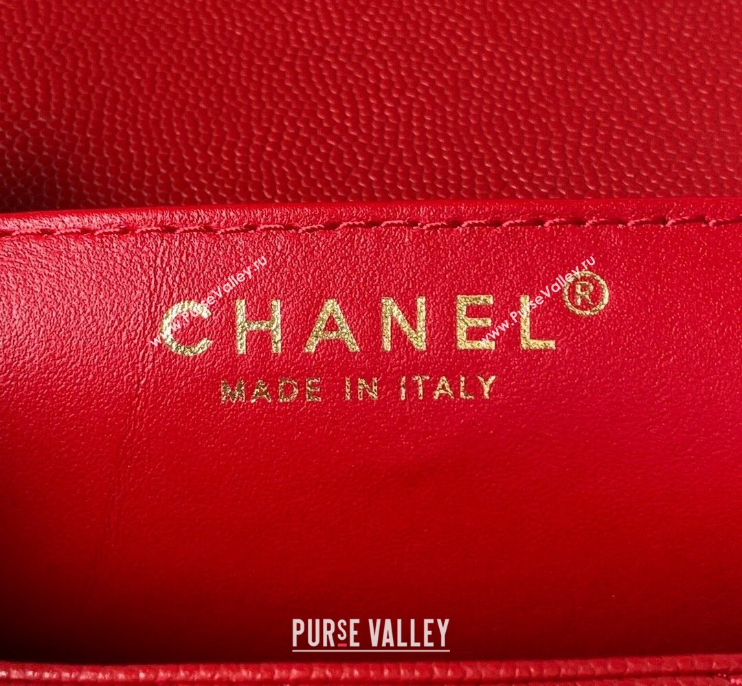 Chanel Grained Calfskin & Gold-Tone Metal Chain Flap Bag AS4489 Red 2023 (jiyuan-23111703)