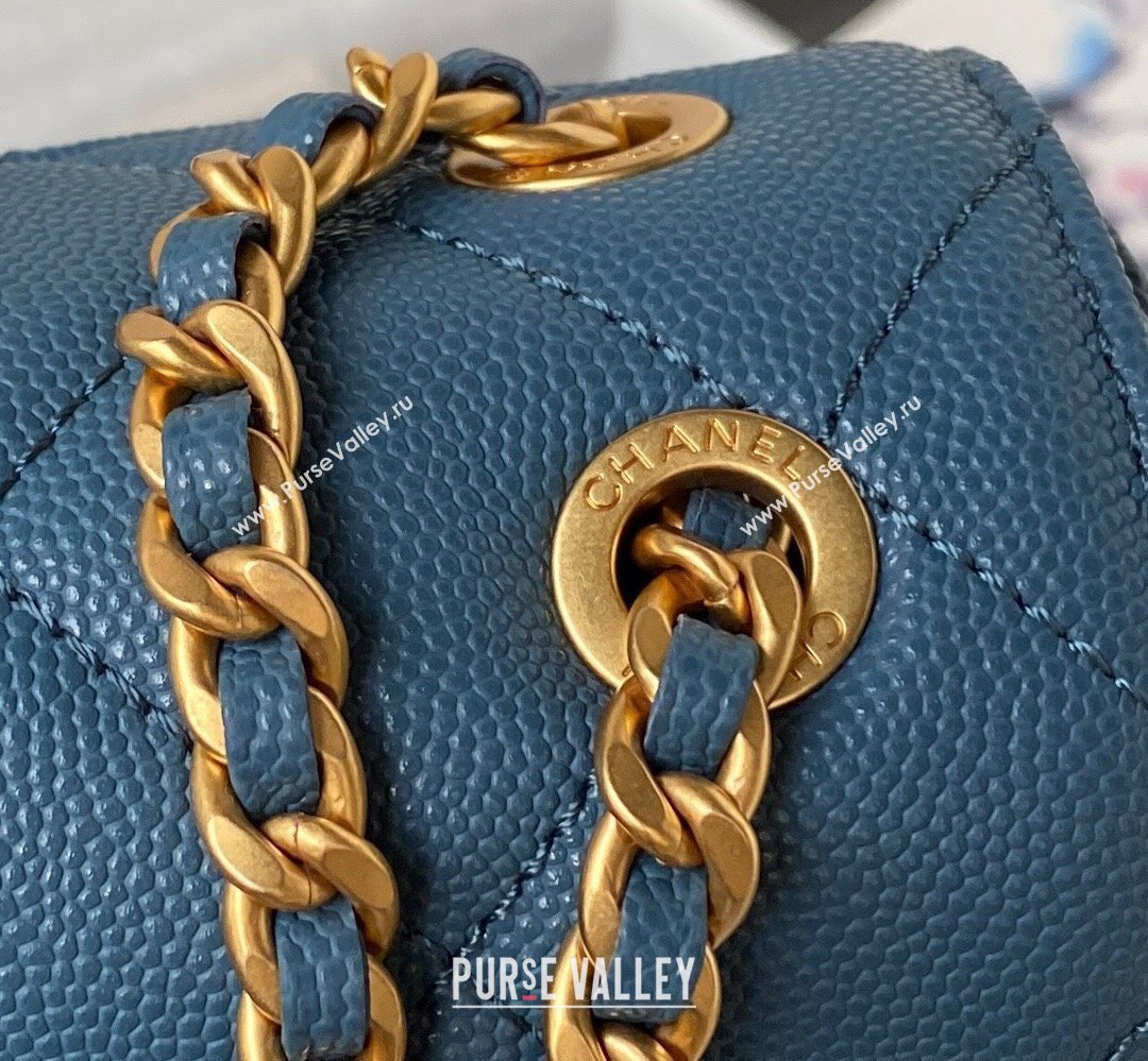Chanel Grained Calfskin & Gold-Tone Metal Chain Flap Bag AS4489 Blue 2023 (jiyuan-23111705)