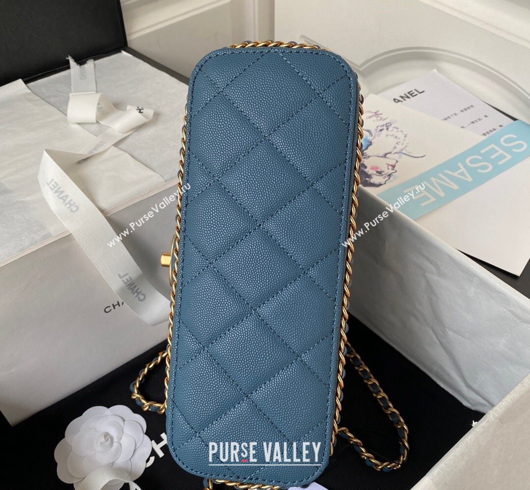 Chanel Grained Calfskin & Gold-Tone Metal Chain Flap Bag AS4489 Blue 2023 (jiyuan-23111705)