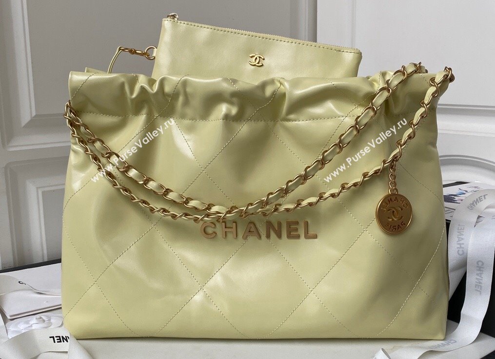 Chanel Shiny Calfskin CHANEL 22 East West Shopping Bag AS4486 Yellow 2023 (jiyuan-23111609)