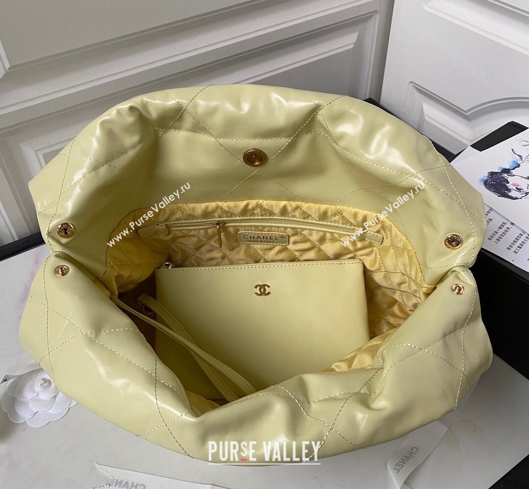 Chanel Shiny Calfskin CHANEL 22 East West Shopping Bag AS4486 Yellow 2023 (jiyuan-23111609)