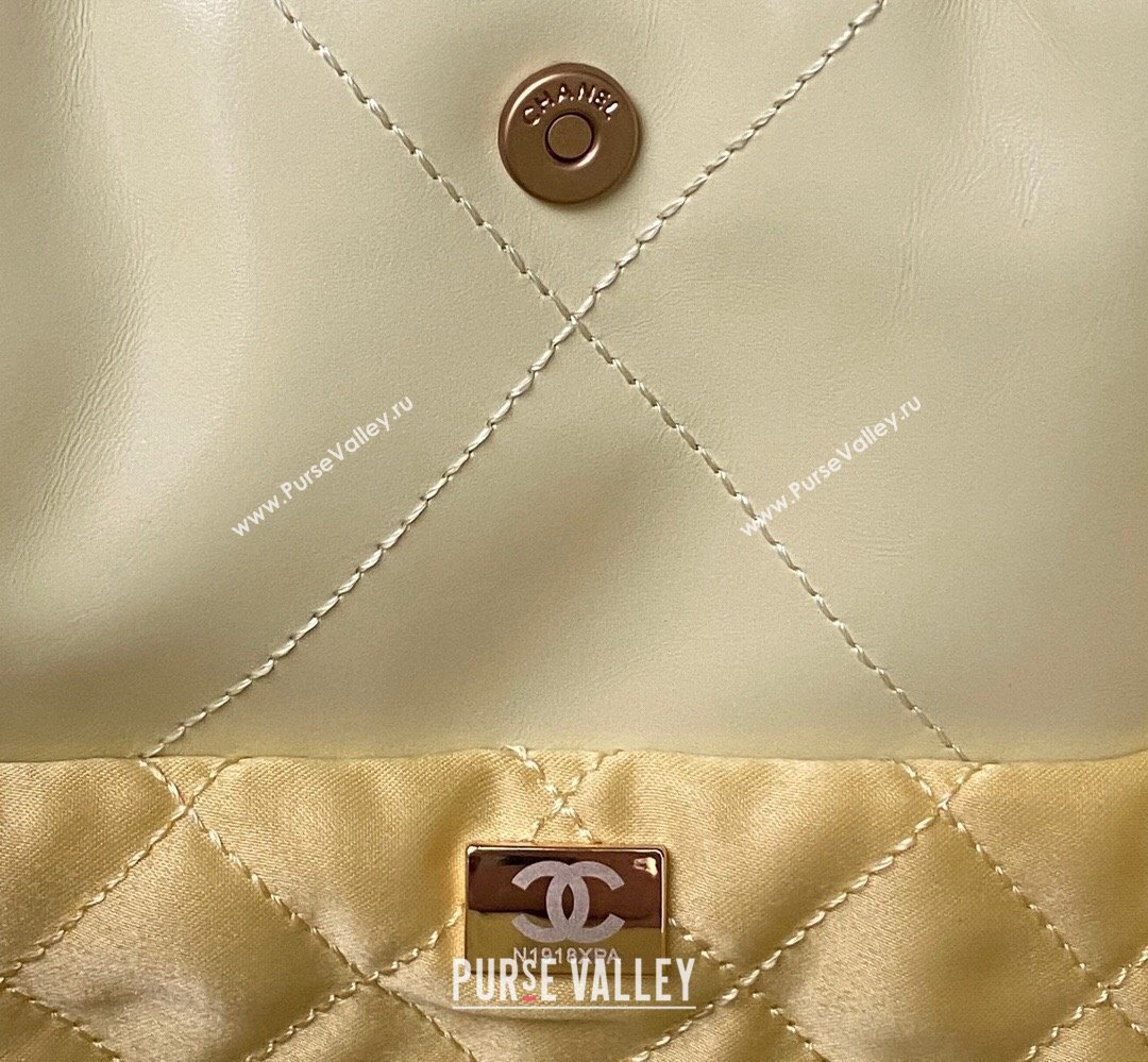Chanel Shiny Calfskin CHANEL 22 East West Shopping Bag AS4486 Yellow 2023 (jiyuan-23111609)