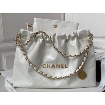 Chanel Shiny Calfskin CHANEL 22 East West Shopping Bag AS4486 White 2023 (jiyuan-23111607)