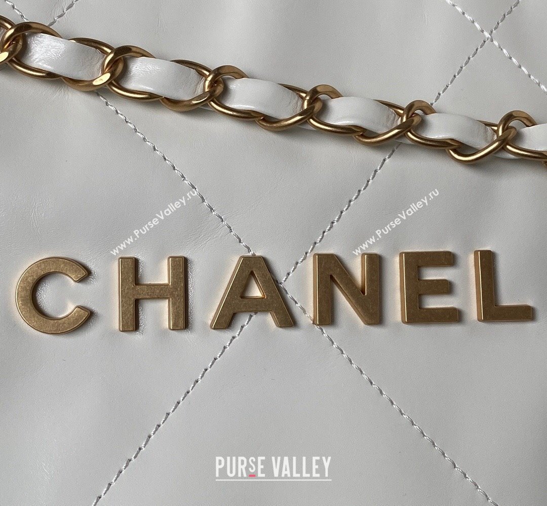 Chanel Shiny Calfskin CHANEL 22 East West Shopping Bag AS4486 White 2023 (jiyuan-23111607)