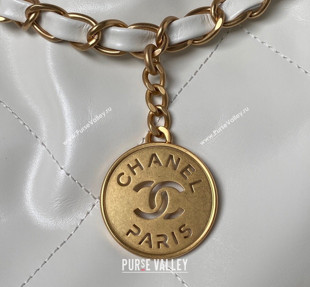 Chanel Shiny Calfskin CHANEL 22 East West Shopping Bag AS4486 White 2023 (jiyuan-23111607)