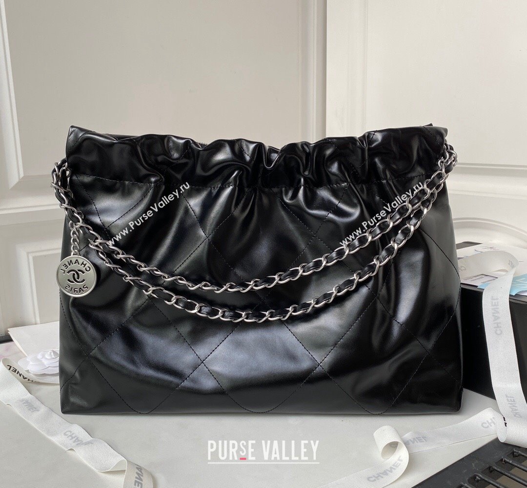 Chanel Shiny Calfskin CHANEL 22 East West Shopping Bag AS4486 Black/Silver 2023 (jiyuan-23111606)