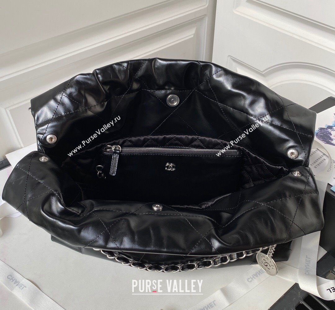 Chanel Shiny Calfskin CHANEL 22 East West Shopping Bag AS4486 Black/Silver 2023 (jiyuan-23111606)