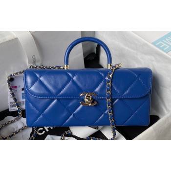 Chanel Quilted Shiny Calfskin & Gold-Tone Metal box Bag AS4471 Blue 2023 (jiyuan-23111626)