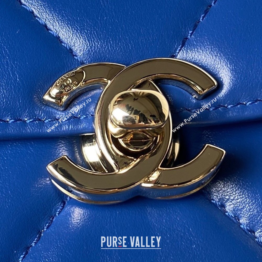 Chanel Quilted Shiny Calfskin & Gold-Tone Metal box Bag AS4471 Blue 2023 (jiyuan-23111626)
