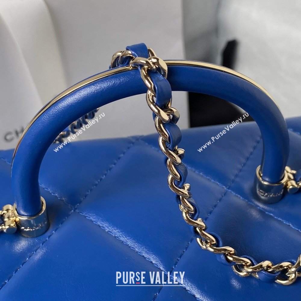 Chanel Quilted Shiny Calfskin & Gold-Tone Metal box Bag AS4471 Blue 2023 (jiyuan-23111626)