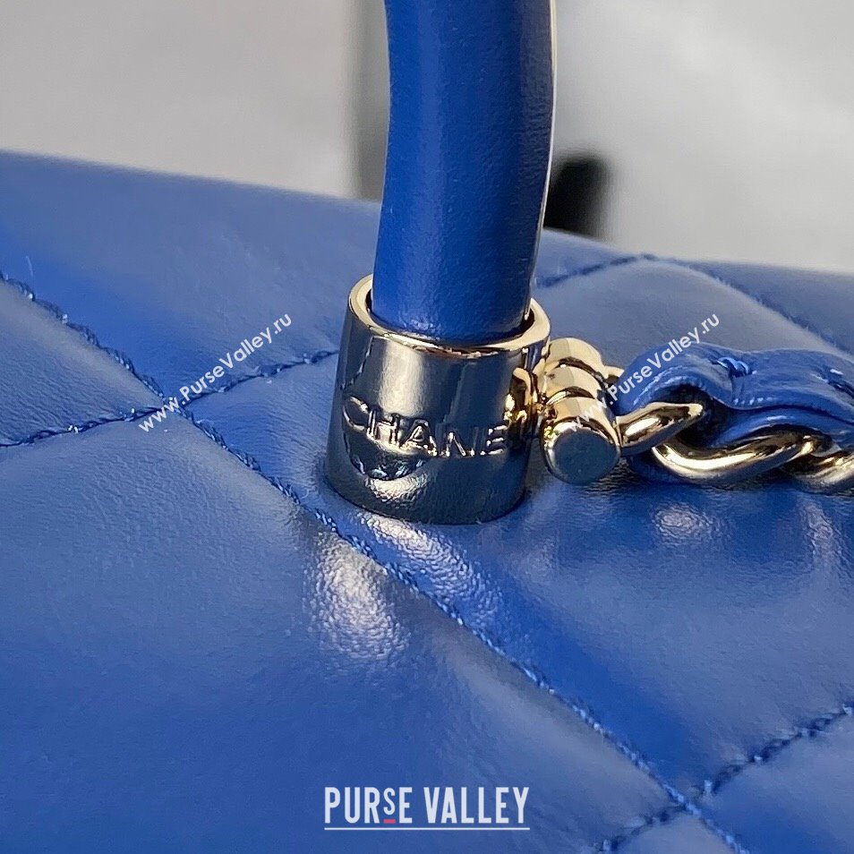 Chanel Quilted Shiny Calfskin & Gold-Tone Metal box Bag AS4471 Blue 2023 (jiyuan-23111626)