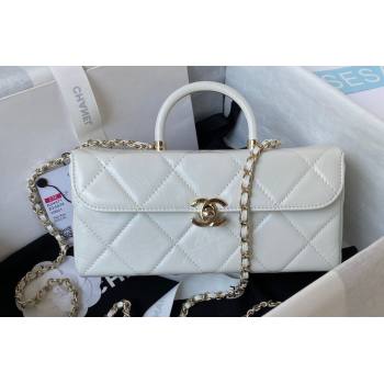 Chanel Quilted Shiny Calfskin & Gold-Tone Metal box Bag AS4471 White 2023 (jiyuan-23111624)