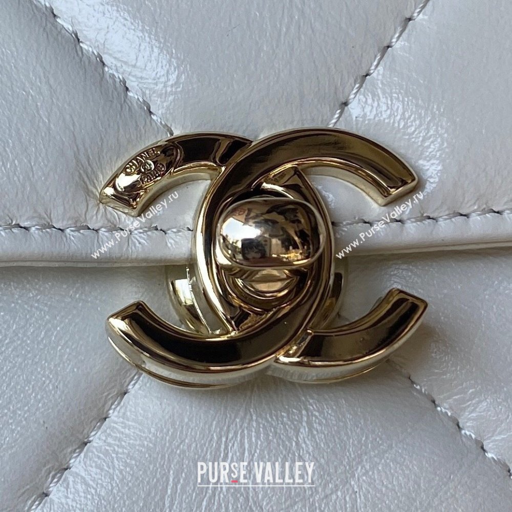Chanel Quilted Shiny Calfskin & Gold-Tone Metal box Bag AS4471 White 2023 (jiyuan-23111624)