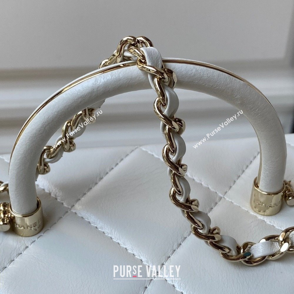 Chanel Quilted Shiny Calfskin & Gold-Tone Metal box Bag AS4471 White 2023 (jiyuan-23111624)