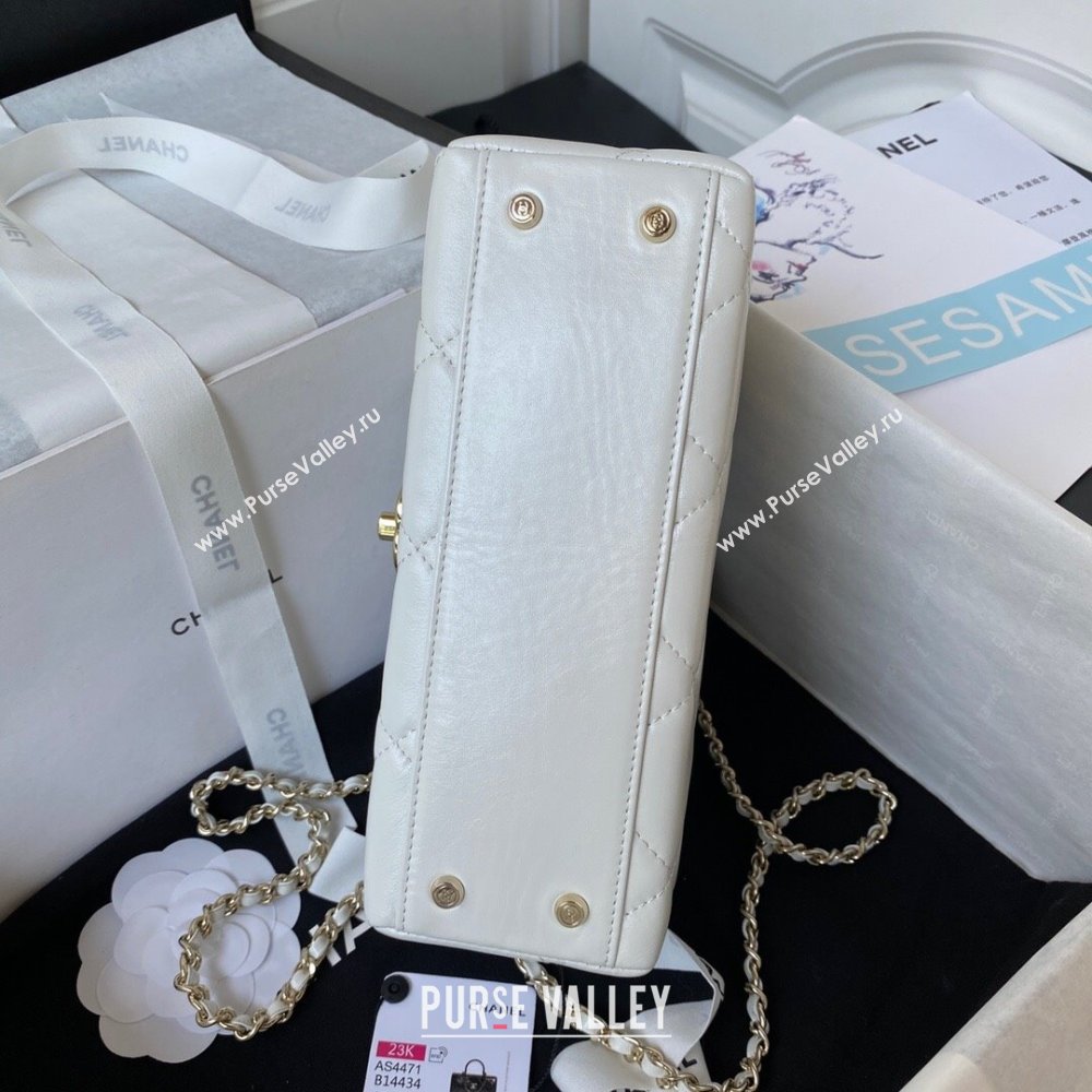Chanel Quilted Shiny Calfskin & Gold-Tone Metal box Bag AS4471 White 2023 (jiyuan-23111624)