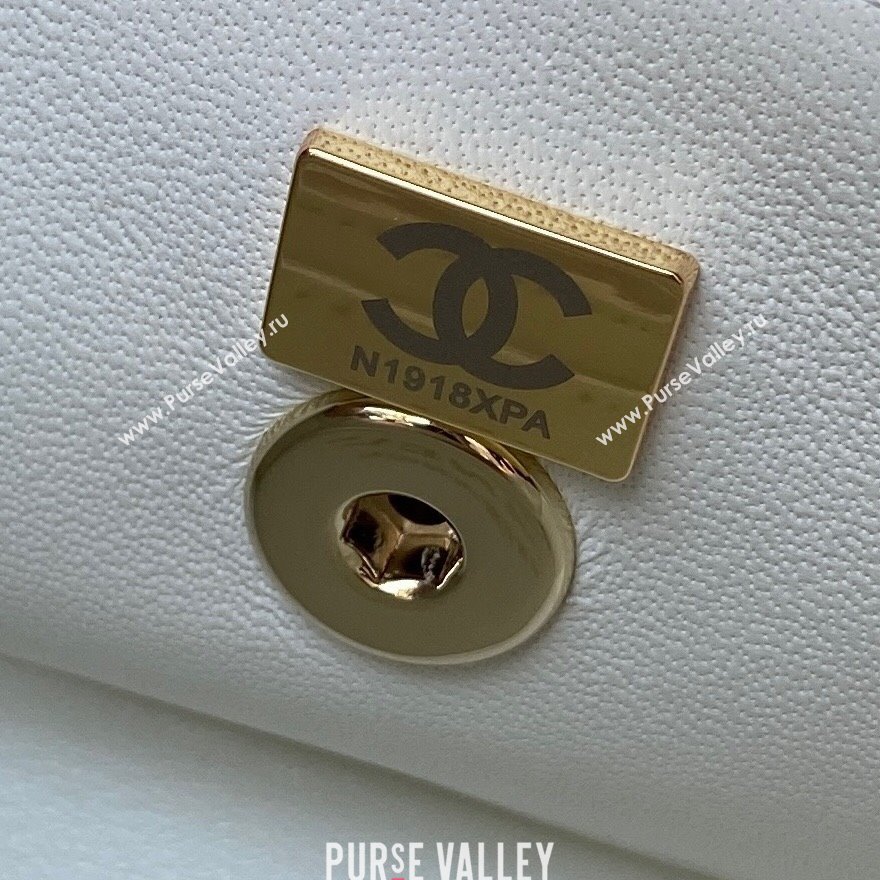 Chanel Quilted Shiny Calfskin & Gold-Tone Metal box Bag AS4471 White 2023 (jiyuan-23111624)